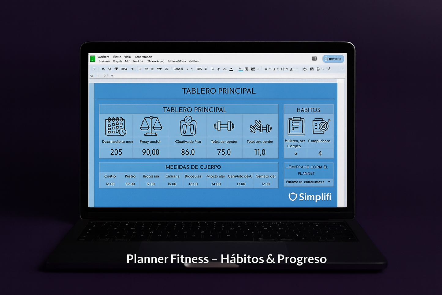 Planner Fitness - Hábitos & Progreso (Editable en Google Sheets)