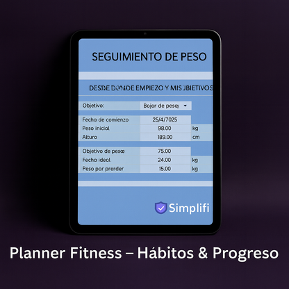 Planner Fitness - Hábitos & Progreso (Editable en Google Sheets)