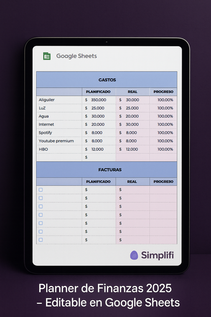 Planner de Finanzas (Editable en Google Sheets)